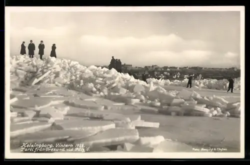 AK Kelsingborg, Vintern 1922, Parti fran Öresund vid Palsjö, Eisstoss