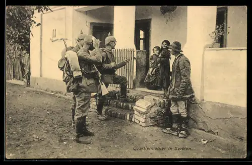 AK Soldaten im 1. Weltkrieg im Gespräch mit Einheimischen