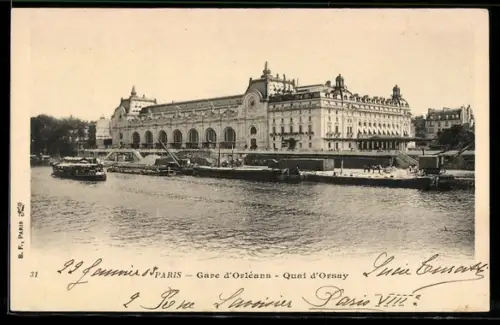 AK Paris, Gare d`Orléans, Quai d`Orsay