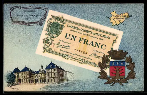 AK Montauban, Un Franc, Ein Franc, Wappen