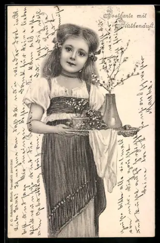 Duft-AK Junges Mädchen trägt ein Tablett
