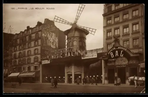 AK Paris, Moulin Rouge mit Strasse