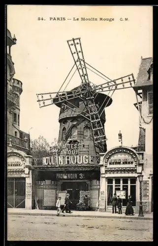 AK Paris, Le Moulin Rouge, Partie mit Passanten