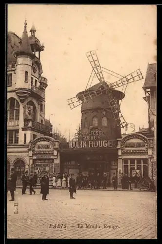 AK Paris, Moulin Rouge mit Passanten