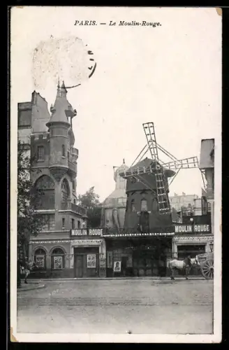 AK Paris, Strassenpartie am Moulin Rouge