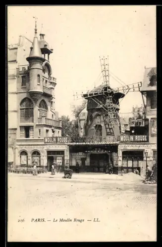 AK Paris, Le Moulin Rouge, Strassenpartie