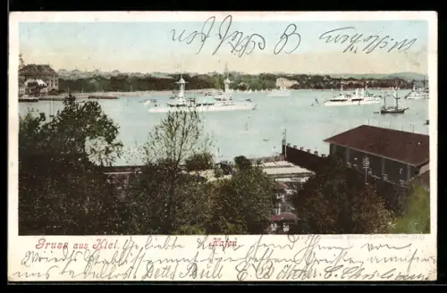 AK Kiel, Hafen, Panorama aus der Vogelschau