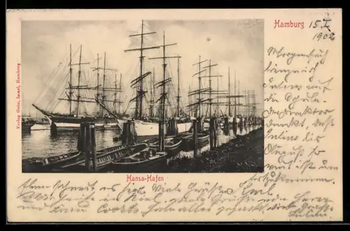 AK Hamburg, Hansahafen, Segelschiffe