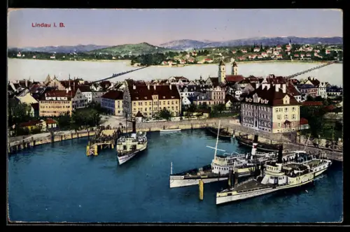 AK Lindau i. B., Hafen und Ort aus der Vogelschau