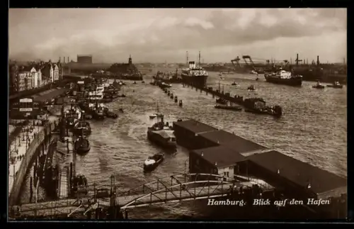 AK Hamburg, Blick auf den Hafen