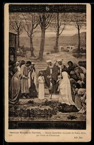 Künstler-AK sign. Puvis de Chavannes: Sainte Geneviève marquée du Sceau divin