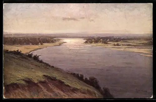 Künstler-AK sign. A. Lajetchnikof: Sur le Dniépr