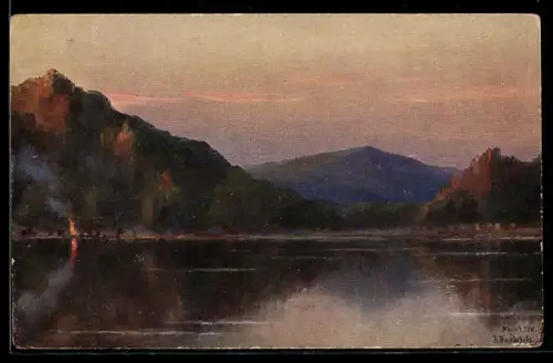 Künstler-AK sign. I. Naideroff: Ural, Rewda am Abend