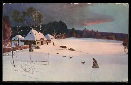 Künstler-AK sign. N. N. Doubovsky: Winter night