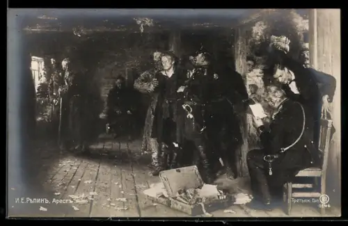 Künstler-AK Kriminalfall, Polizist, Festnahme