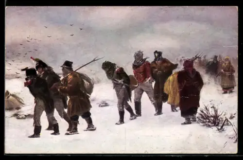 AK Soldaten beim Marsch durch den Schneesturm, Befreiungskriege