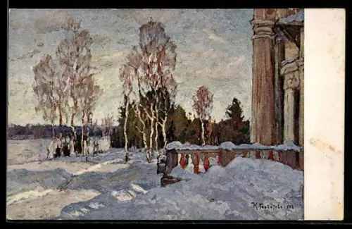 Künstler-AK Palast im Winter