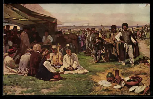 Künstler-AK sign. V. E. Makovsky: Foire en petite Russie