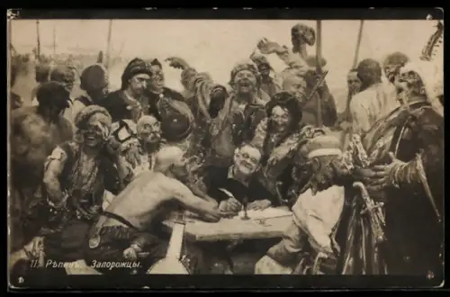 Künstler-AK sign. I. E. Repin: Kosaken, Schreiber