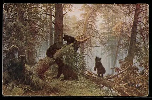 Künstler-AK sign. J. Chichkine: Une matinaée dans la foret