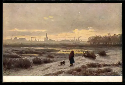 Künstler-AK sign. E. Volkof: Automne