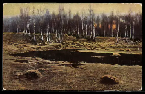 Künstler-AK sign. I. I. Lévitan: Le Soir