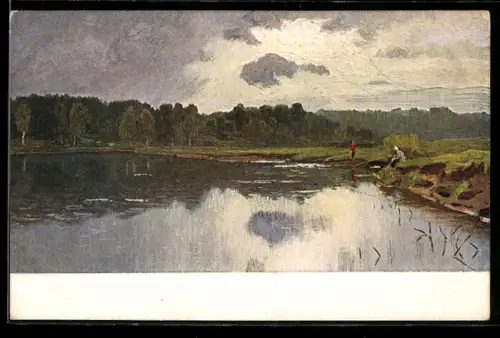 Künstler-AK sign. A. Makovsky: La rivière Louga