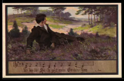Künstler-AK Franz Jung-Ilsenheim: Lied Über die Heide geht mein Gedenken