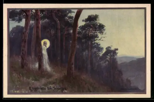 Künstler-AK Franz Jung-Ilsenheim: O wunderbares tiefes Schweigen, Heiliger im Walde