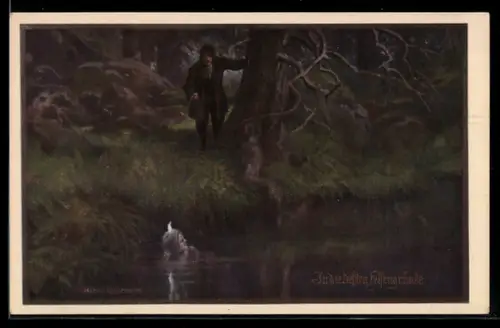 Künstler-AK Franz Jung-Ilsenheim: In die bessten Felsengründe, Badende wird beobachtet