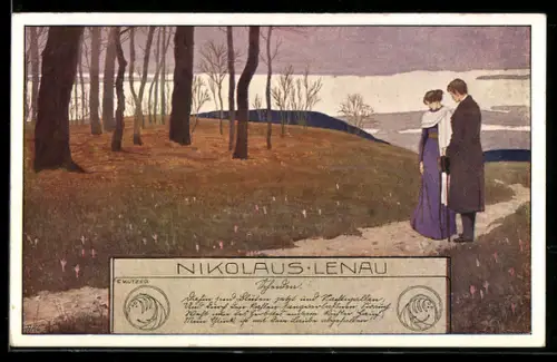 Künstler-AK Ernst Kutzer: Nikolaus-Lenau, Paar beim Spaziergang