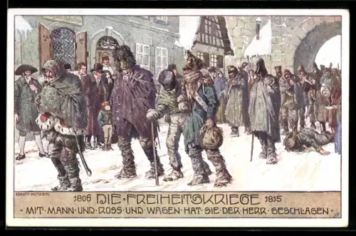 Künstler-AK Ernst Kutzer: Mit Mann und Ross und Wagen hat sie der Herr geschlagen - Die Freiheitskriege