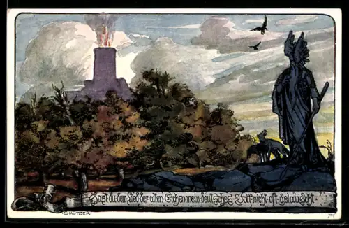 Künstler-AK Ernst Kutzer: Hast du dem Lied der alten Eichen mein deutsches Volk nicht oft gelauscht