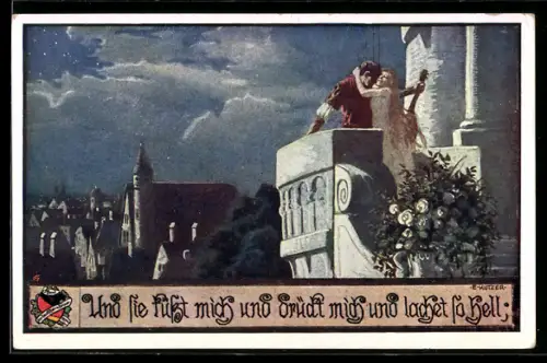 Künstler-AK Ernst Kutzer: Und sie küsst mich und drückt micht und lachet so hell