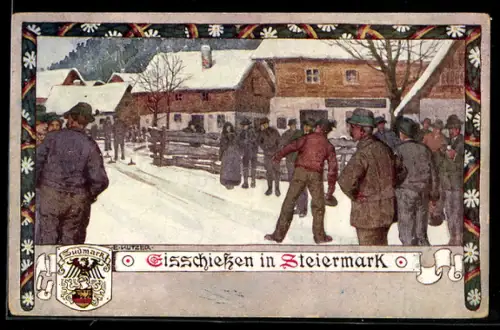 Künstler-AK Verlag des Verein Südmark, Ernst Kutzer: Eisschiessen in Steiermark