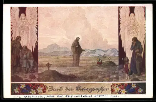 Künstler-AK Ernst Kutzer: Christus an Kriegsgräbern