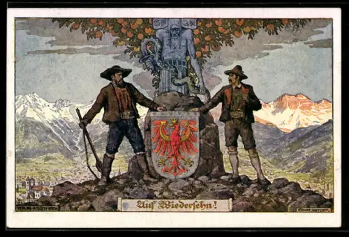 Künstler-AK Ernst Kutzer: Eiserne Zeit, Andreas Hofer mit Wappen