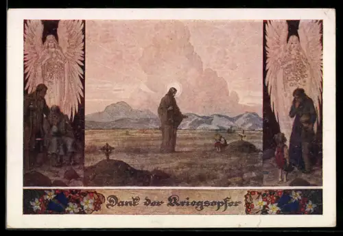 Künstler-AK Ernst Kutzer: Christus an Kriegsgräbern