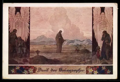 Künstler-AK Ernst Kutzer: Christus an Kriegsgräbern