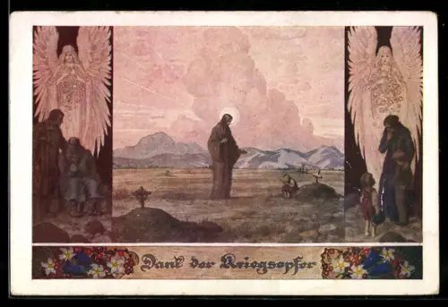 Künstler-AK Ernst Kutzer: Christus an Kriegsgräbern