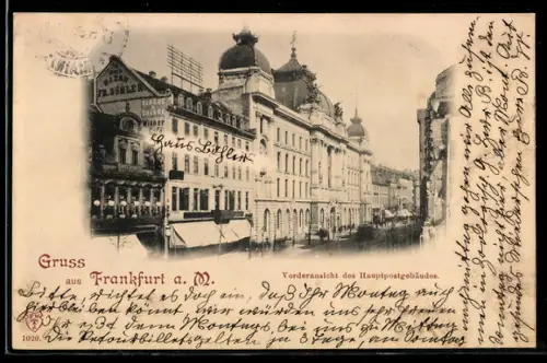 AK Frankfurt a. M., Hauptpostgebäude, Vorderansicht