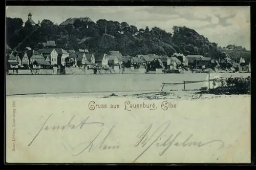 Mondschein-AK Lauenburg, Elbpartie