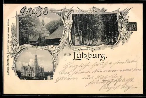 AK Lütetsburg, Kirche, Allee, Schloss