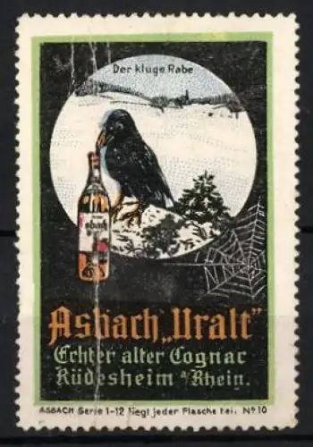 Reklamemarke Rüdesheim, Asbach Uralt, Der kluge Rabe