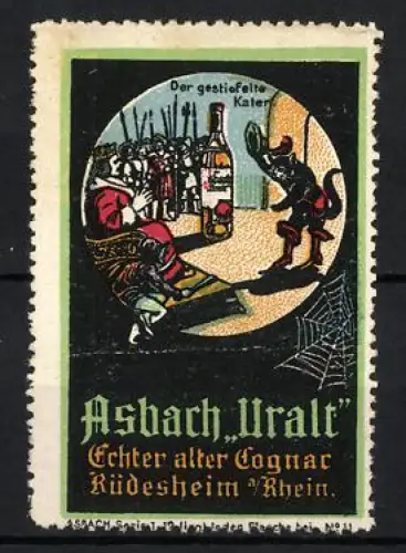 Reklamemarke Rüdesheim, Cognac Asbach Uralt, Der gestiefelte Kater