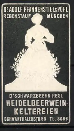 Reklamemarke München, Heidelbeerweinkeltereien, D`Schwarzbeern-Resl