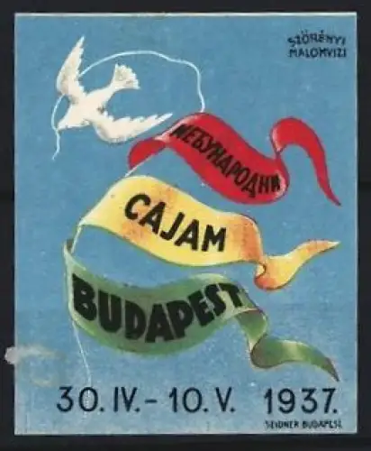 Reklamemarke Budapest, Medjunarodni Sajam 1937, Weisse Taube