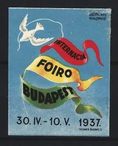 Reklamemarke Budapest, Internacia Foiro 1937, Weisse Taube