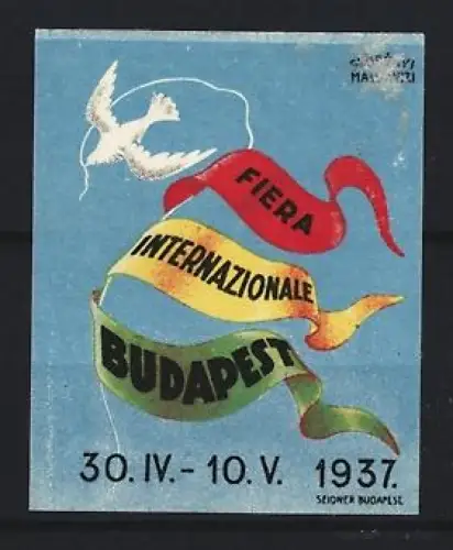 Reklamemarke Budapest, Fiera Internazionale 1937, Friedenstaube