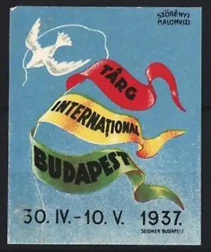 Reklamemarke Budapest, Târg International, Taube, 1937